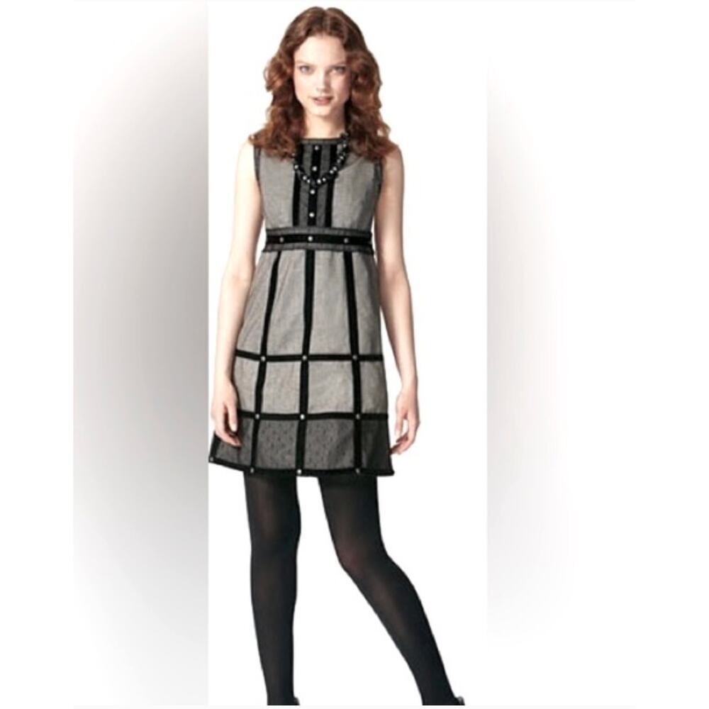 Anna Sui Black Sleeveless Studded Lace Velvet Sheath Dress Size 5 Gossip Girl